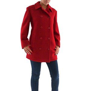 CALVIN KLEIN Women's Size 8 Red Double Breasted Wool Pea Coat #118